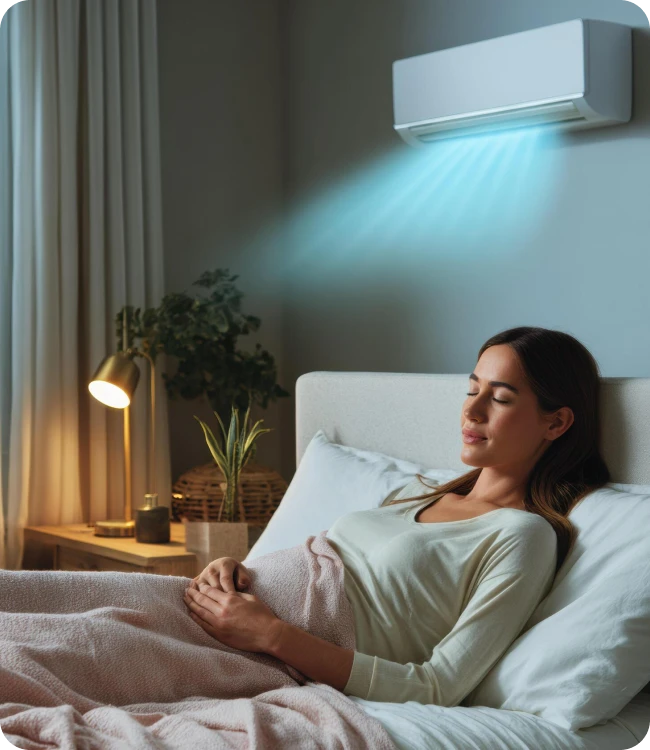 Homeowner comfortable under a ductless mini-split