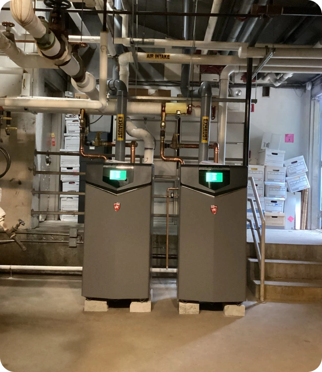 High-efficiency boiler system installed by Caron Heating & Cooling in Massachusetts"Oil Heating & Oil Boiler Specialists