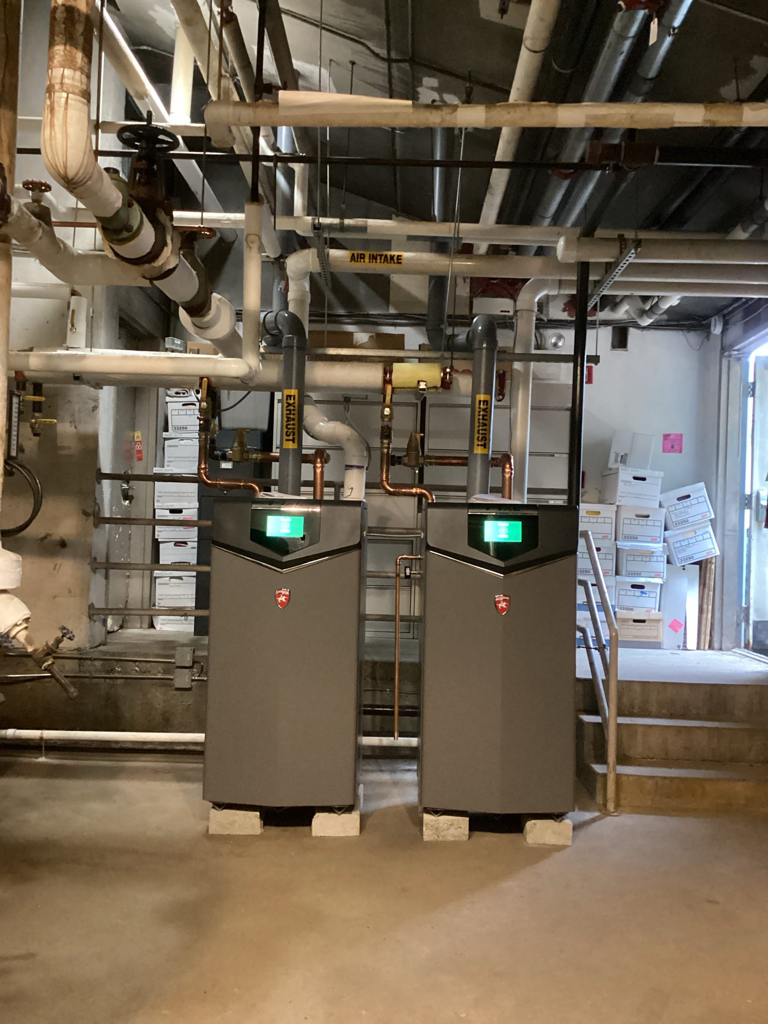 Two high-efficiency commercial boilers installed by Caron Heating & Cooling
